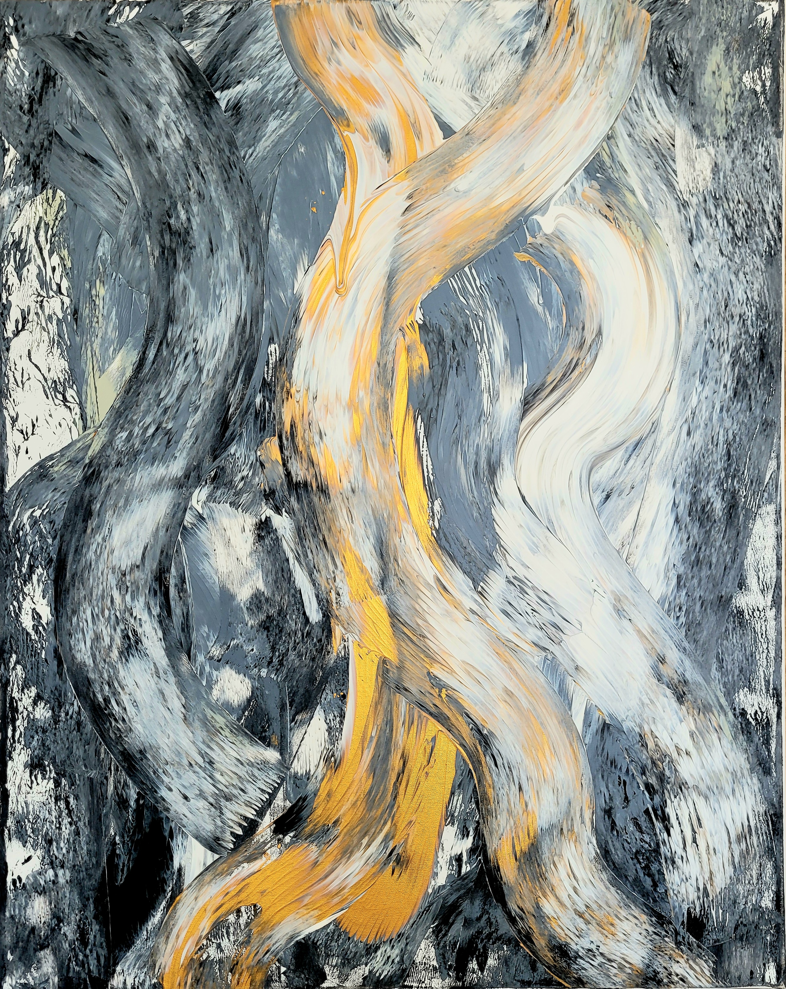 "Goldfluss", Acryl auf Leinwand, 100 x 80 cm