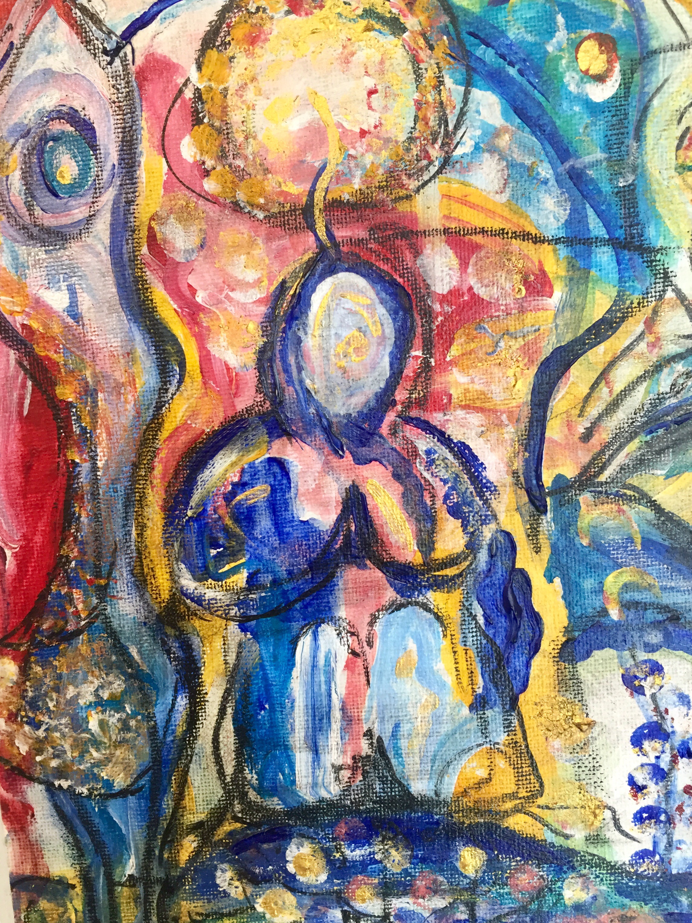"Buddha & Bird", Acryl auf Malplatte, 30x20